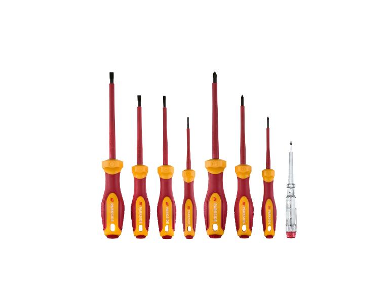 PARKSIDE® VDE szigetelt csavarhúzó készlet – 8 részes, 1000 V-ig, feszültségvizsgálóval