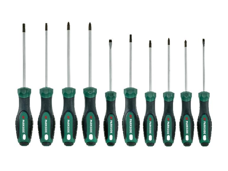 PARKSIDE® csavarhúzó készlet – 10 részes, mágneses hegyekkel, króm-vanádium acélból