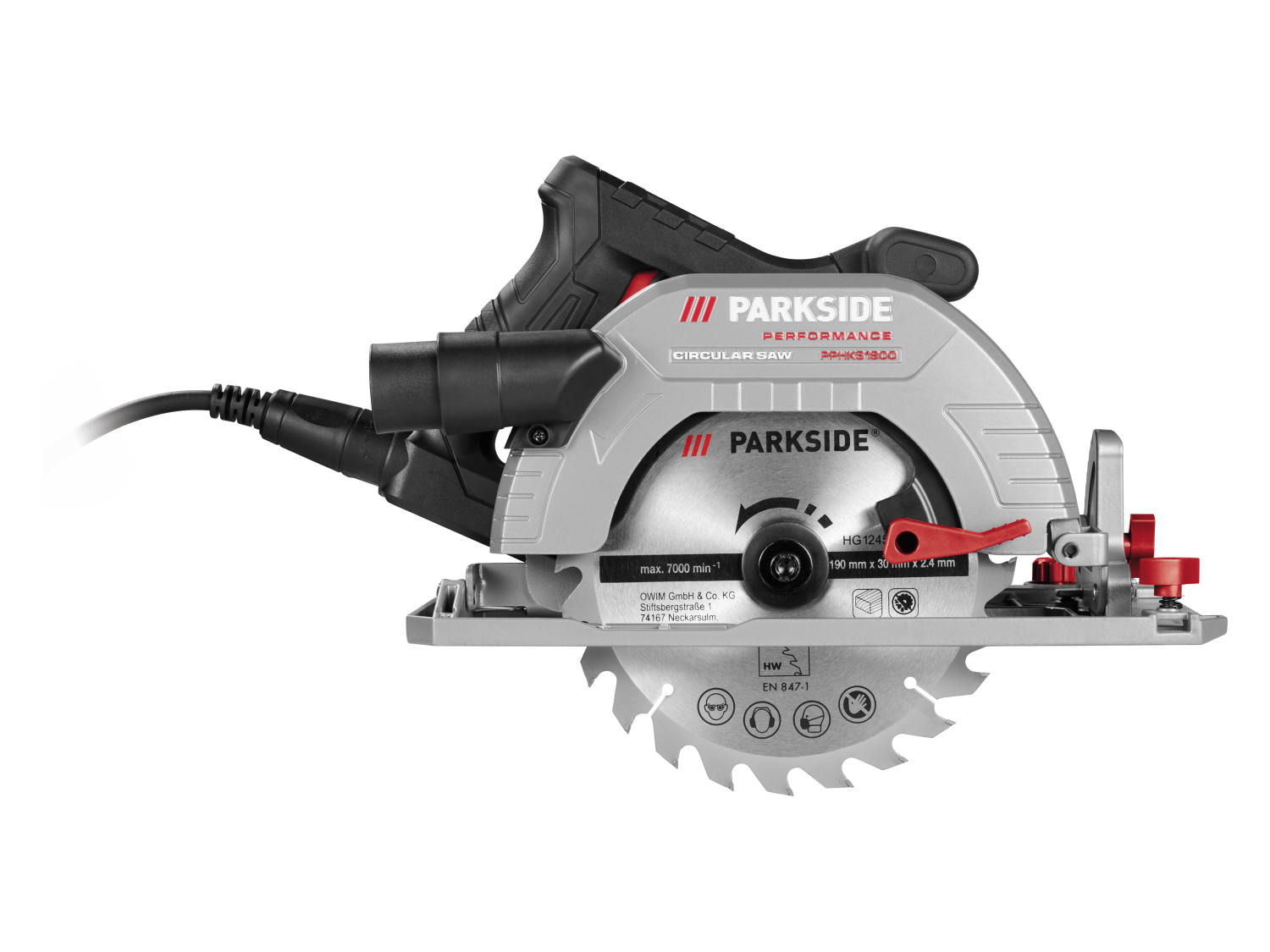 PARKSIDE PERFORMANCE® PPHKS 1800 A1 kézi körfűrész, 6 fokozat, 1800 W