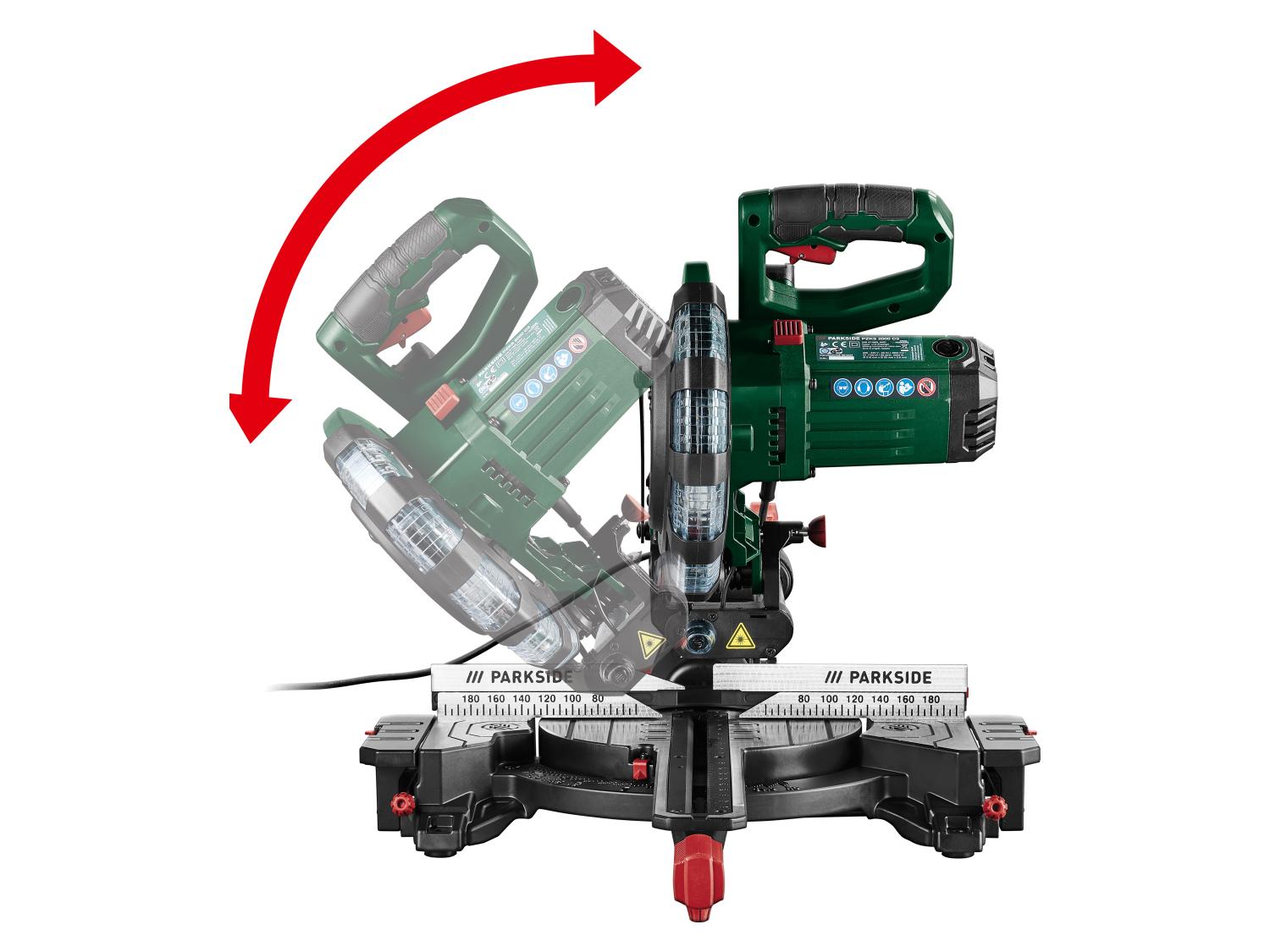 PARKSIDE® PZKS 2000 C3 kihajló/állítható fejű asztali gérvágó – precíz vágás fához és műanyaghoz
