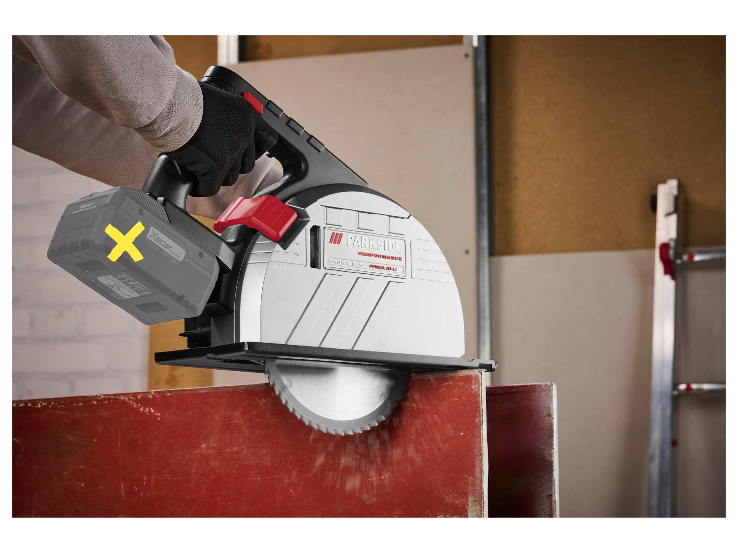 PARKSIDE PERFORMANCE® Aku kézi fém körfűrész PPMSA 20-Li A1 (akku és töltő nélkül)