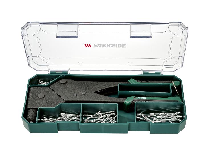 PARKSIDE® PBNZ 360 A1 popszegecselő fogó készlet, 70 részes, 360°-ban forgatható fejjel, tárolódobozban