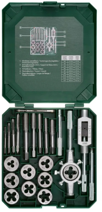 PARKSIDE® Metrikus és inch menetvágó szett