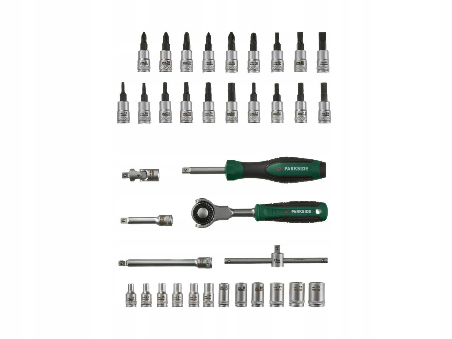 PARKSIDE® Racsnis dugókulcs készlet forgatható fejjel – 37 részes (1/4")
