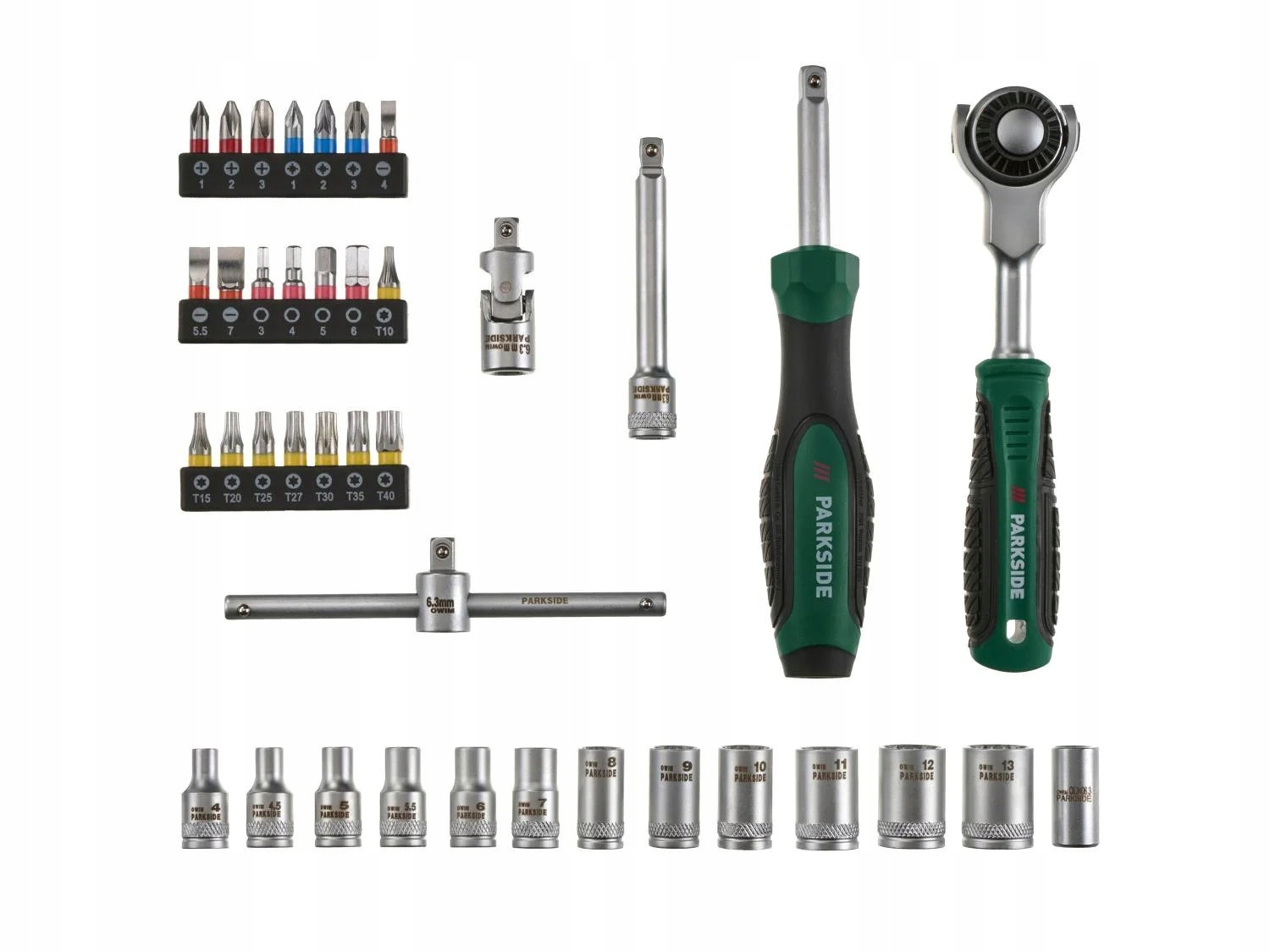 PARKSIDE® racsnis dugókulcs készlet forgatható fejjel – 39 részes (1/4")