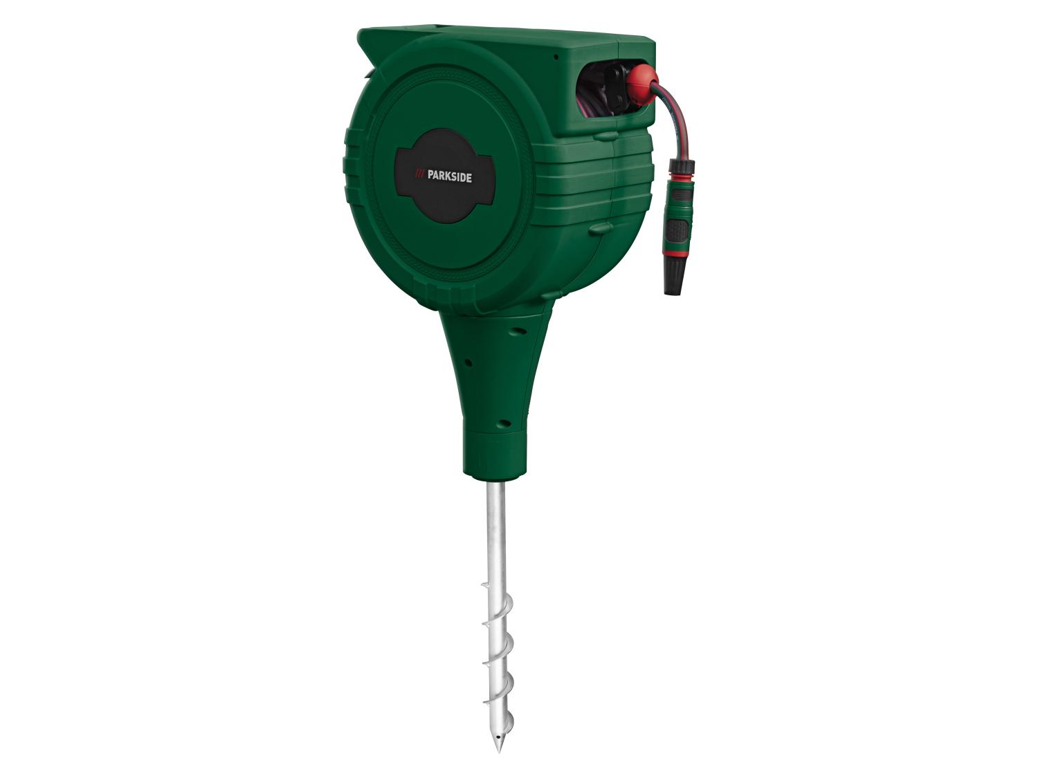PARKSIDE® HRG 25 A1 Automata kerti tömlődob, 25 m, földbe szúrható, 360°-ban forgatható, locsolófejjel