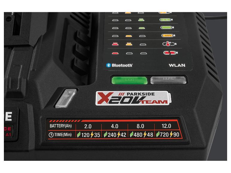 PARKSIDE PERFORMANCE® PLGS 2012 A1 Smart gyorstöltő, 20V, 12A, 300W, Wi-Fi és Bluetooth