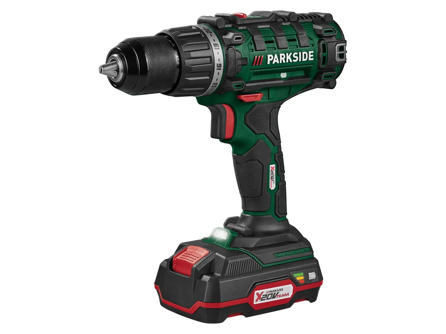 PARKSIDE®PABS 20-Li G8 Akkus fúró-csavarozó készlet, 20 V, 45 Nm, 2 Ah akkumulátorral, 17 részes tartozékkészlettel