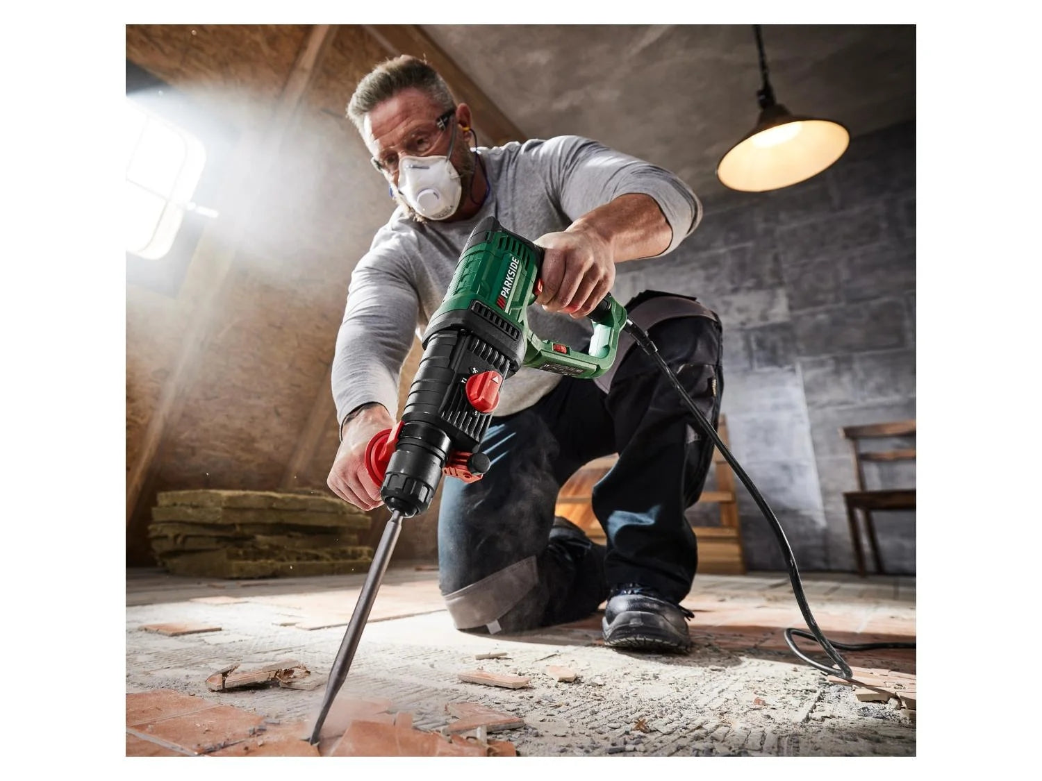 PARKSIDE® PBH 1050 D4 elektromos SDS Plus fúró és vésőkalapács / ütvefúró készlet, 1050 W