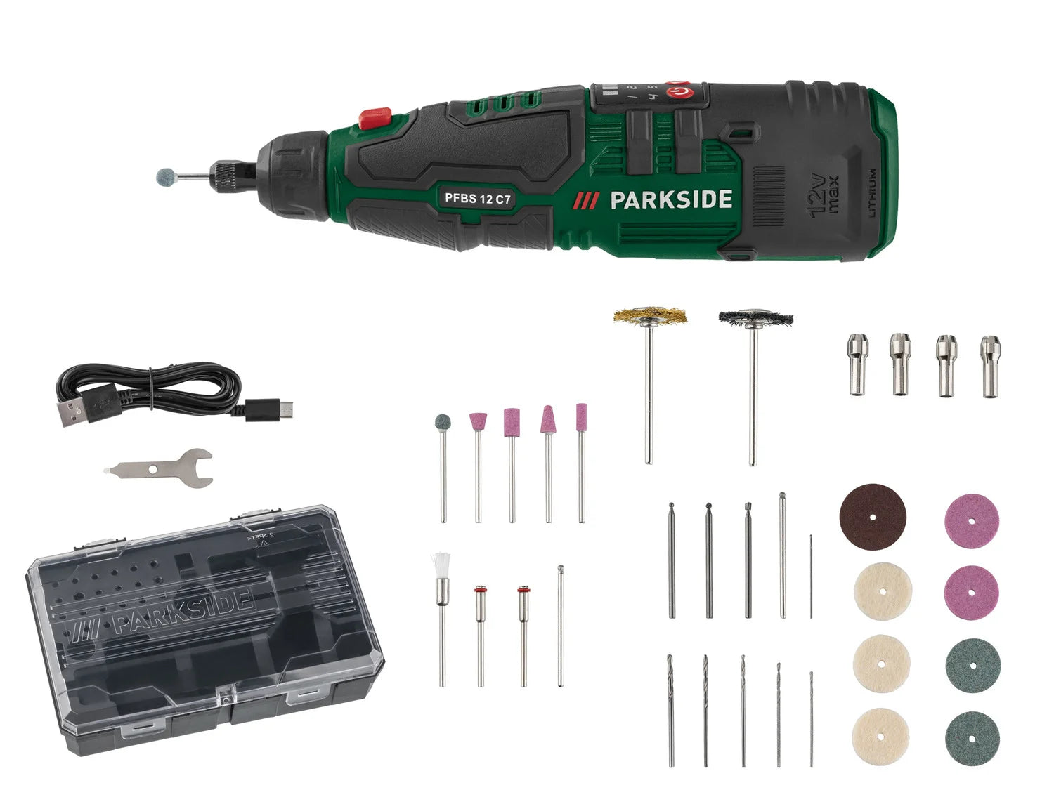 PARKSIDE® PFBS 12 C7 Li-ion akkus panelfúró multicsiszoló készlet