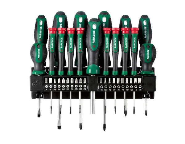 PARKSIDE® Bit- és csavarhúzókészlet - 37 részes - fali tartóval