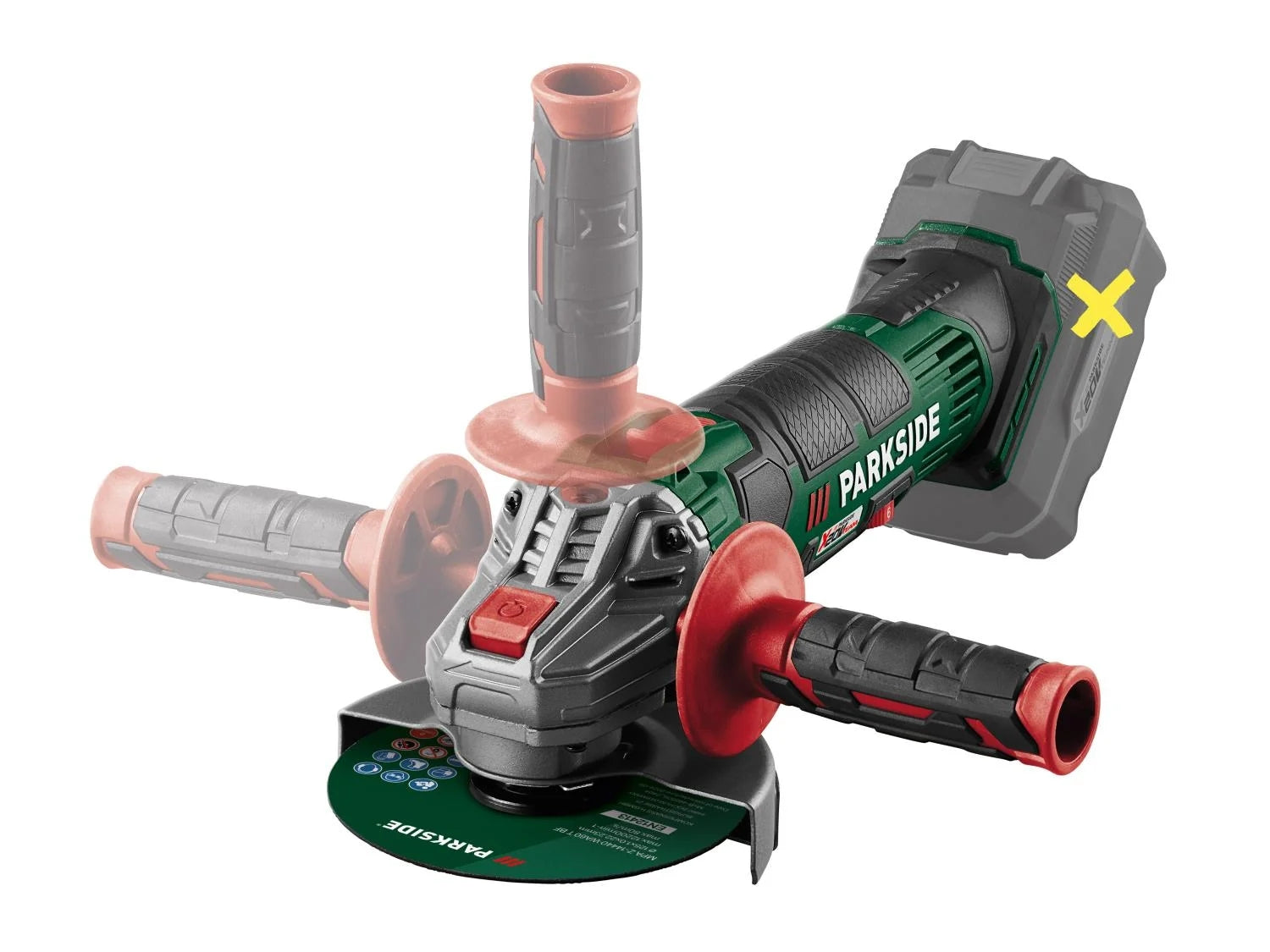 PARKSIDE® PWSA 20-Li F4 sarokcsiszoló, 20 V, akkumulátor és töltő nélkül