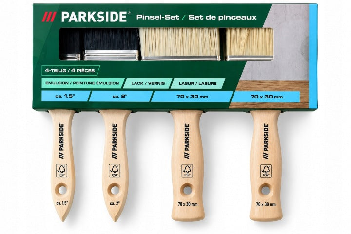 PARKSIDE® Festőecset készlet, 4 részes, lakkhoz, lazúrhoz és festékhez
