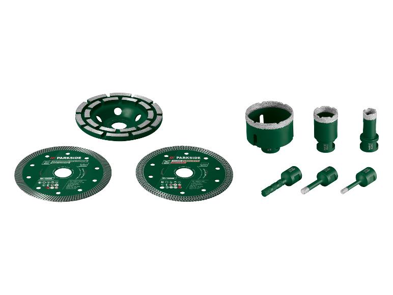 PARKSIDE® Gyémánt vágó-, csiszoló- és koronafúró készlet, 9 részes, 125 mm, M14, kofferral