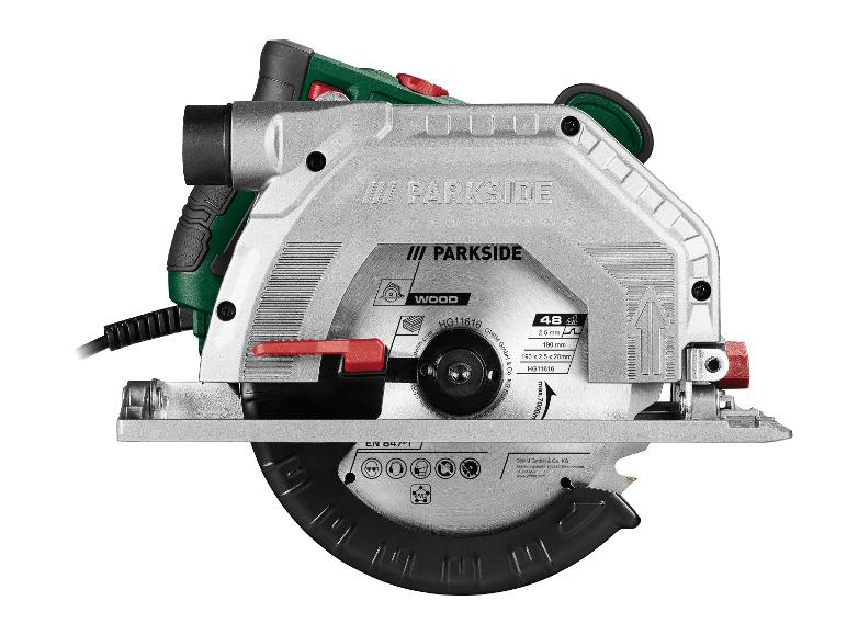 PARKSIDE® PHKS 1350 E4 Kézi körfűrész, 1350 W, Ø190 mm, 2 fűrészlappal