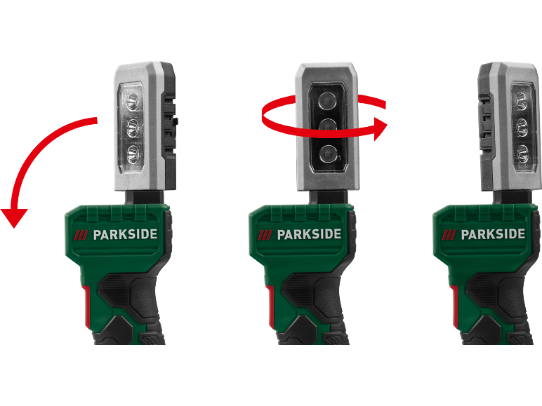 PARKSIDE® PLHLA 20-Li C1 Akkumulátoros LED kézilámpa, 20 V, 280 lm, két irányban állítható fejjel – akkumulátor nélkül