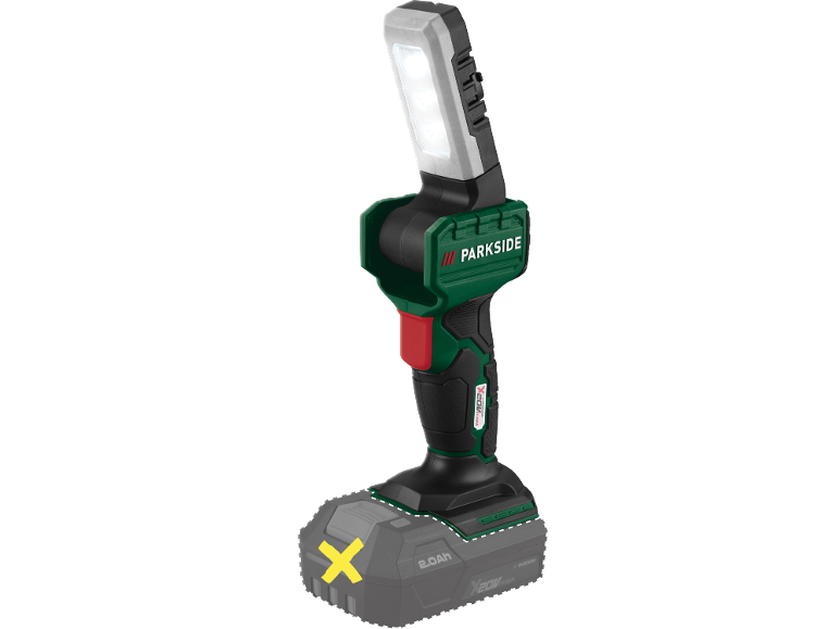 PARKSIDE® PLHLA 20-Li C1 Akkumulátoros LED kézilámpa, 20 V, 280 lm, két irányban állítható fejjel – akkumulátor nélkül