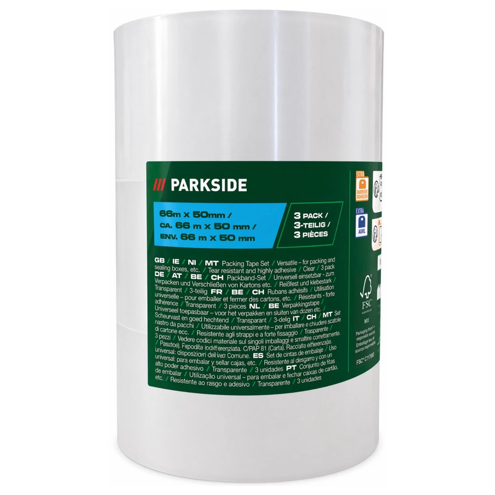 PARKSIDE® Átlátszó csomagolószalag készlet, 66 m × 50 mm, 3 részes