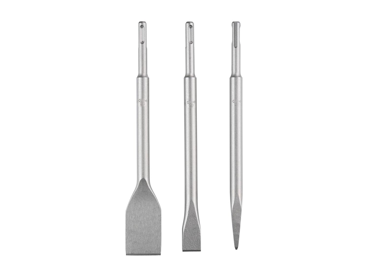 PARKSIDE PERFORMANCE® SDS-Plus vésőkészlet – 3 részes, hegyes, lapos és 40 mm-es csempevésővel